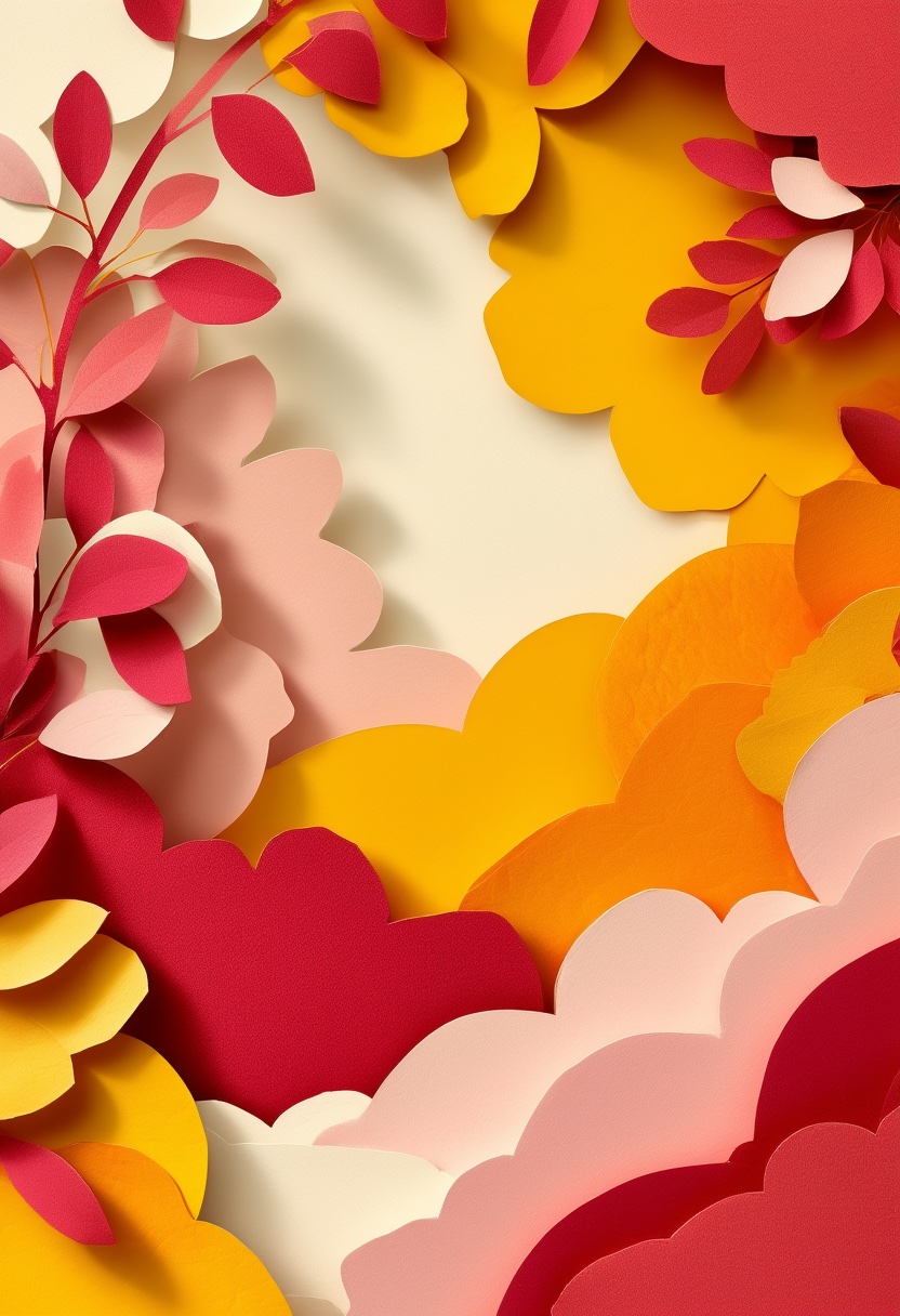 Layered Paper Bloom Garden — Anniversary cut-paper-style greeting card