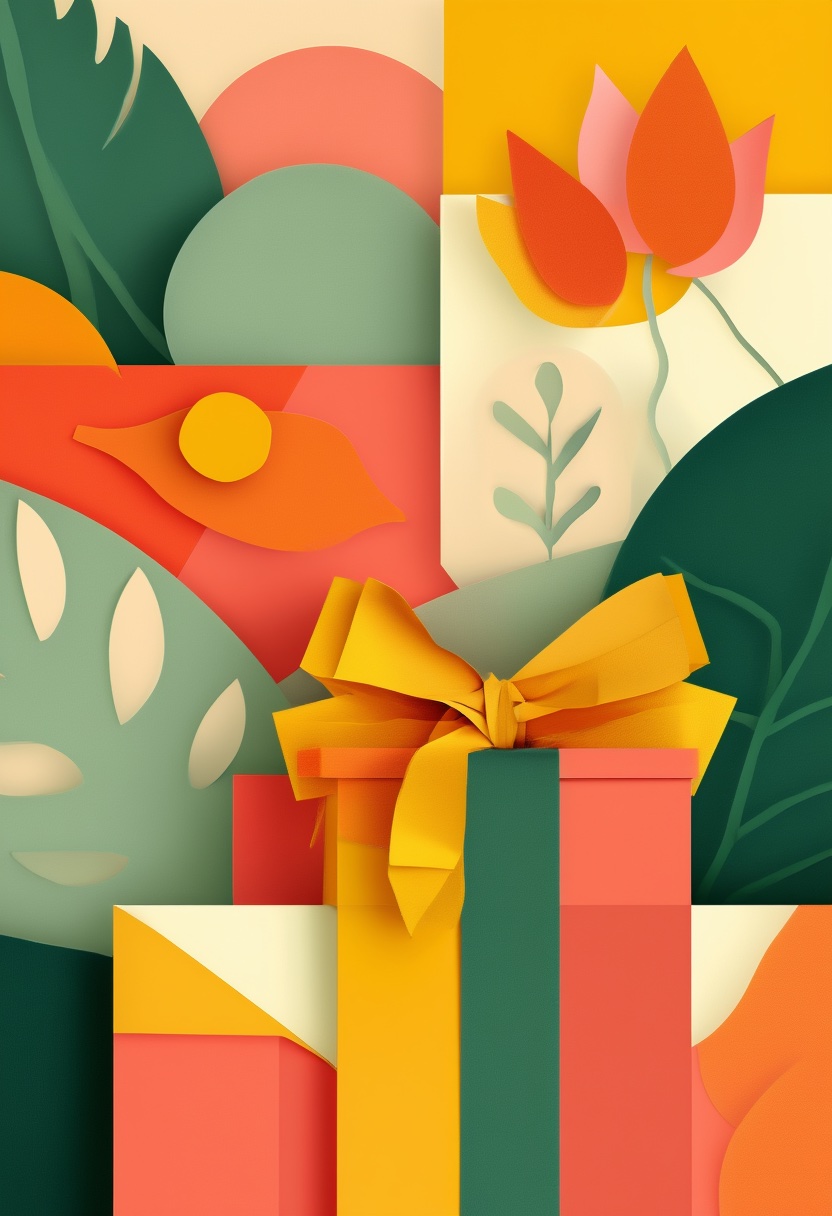 Layered Paper Bloom Gift — Thank You cut-paper-style greeting card