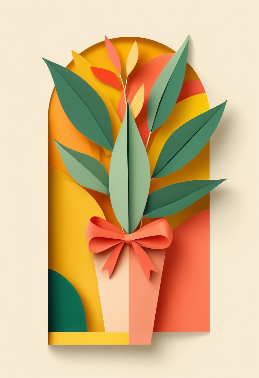 Layered Paper Bloom Greeting — Thank You cut-paper-style greeting card