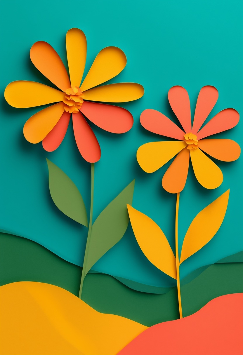 Layered Paper Blossoms — Friendship cut-paper-style greeting card