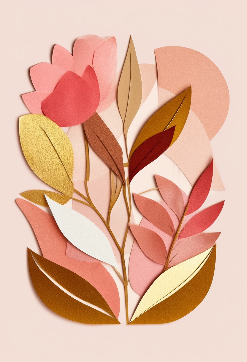 Layered Paper Blossoms — Engagement cut-paper-style greeting card