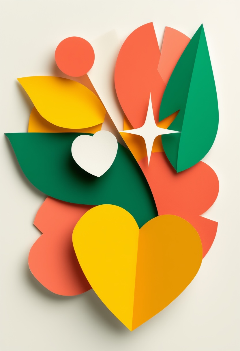 Layered Paper Cutout Floral Heart — You're Welcome cut-paper-style greeting card