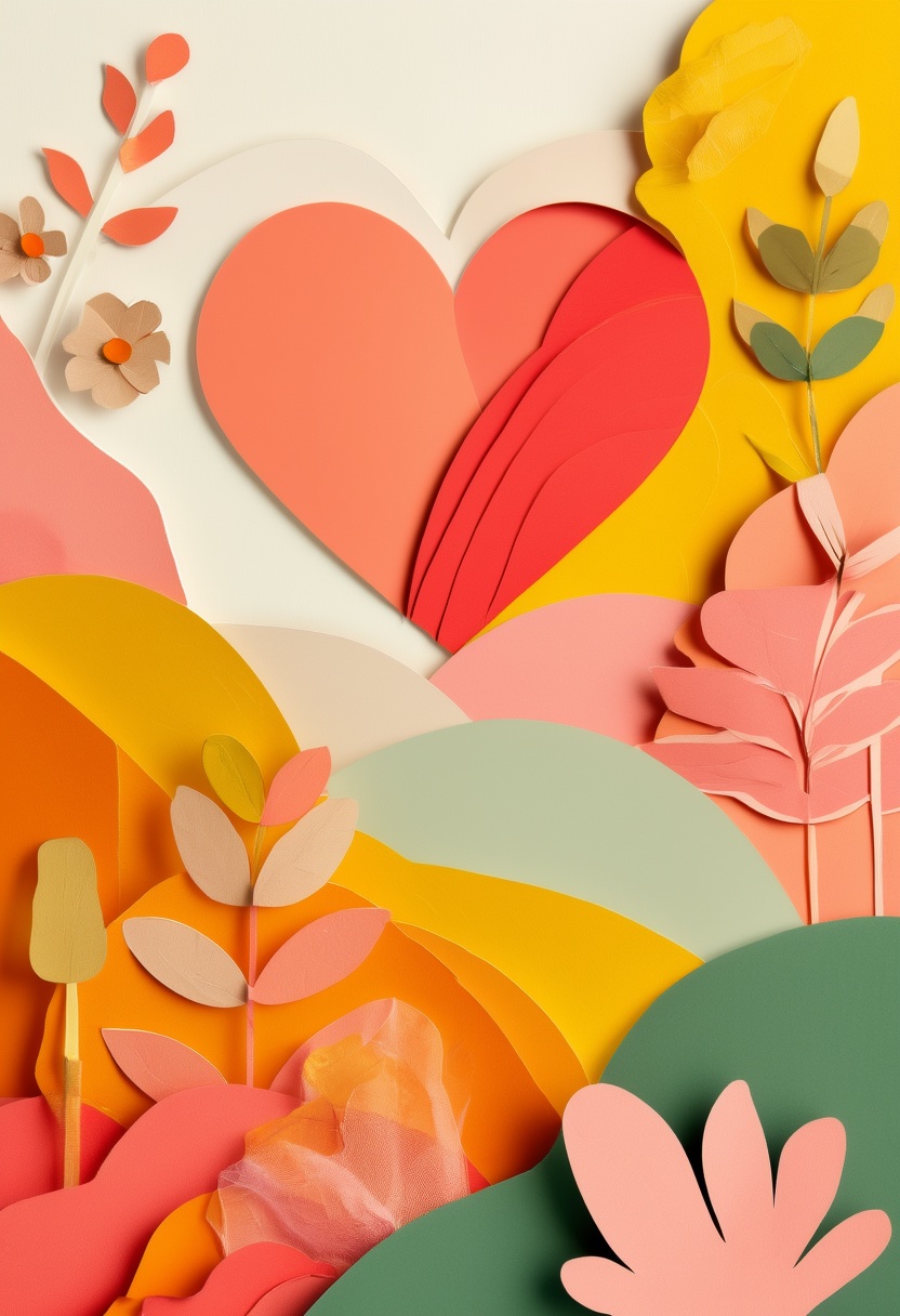 Layered Paper Cutout Heart — Thank You cut-paper-style greeting card