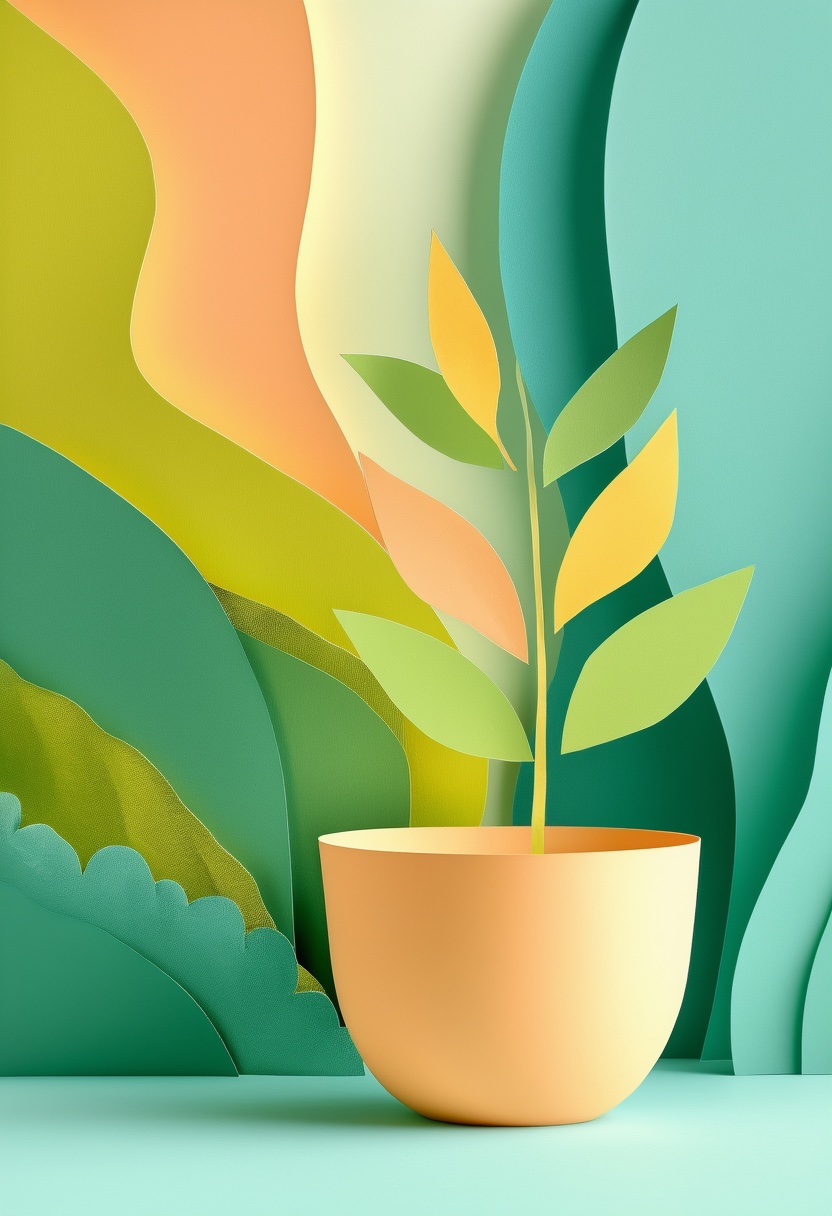 Layered Paper Garden Bloom — Care & Concern cut-paper-style greeting card