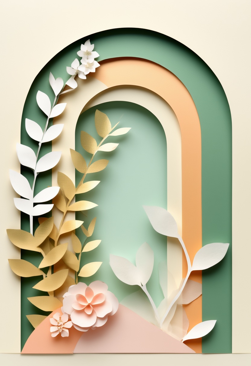 Layered Paper Garden Bloom — Wedding cut-paper-style greeting card