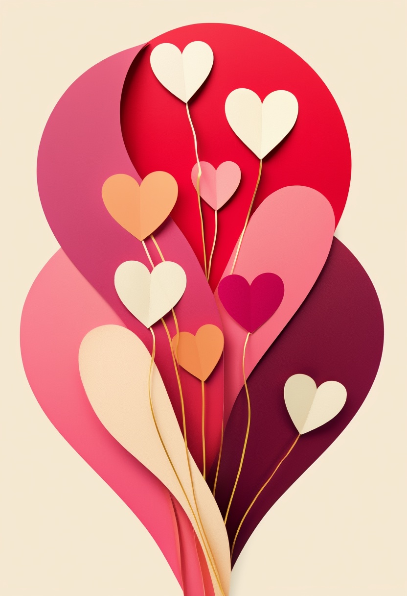 Mehrlagige Papierherz-Luftballons — Valentine's Day