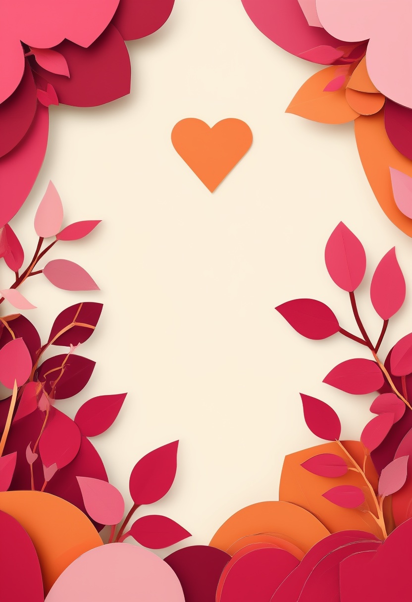 Layered Paper Heart Bloom — Valentine's Day cut-paper-style greeting card