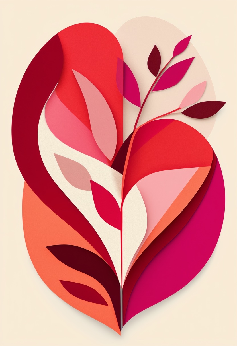 Layered Paper Heart Collage — Love cut-paper-style greeting card