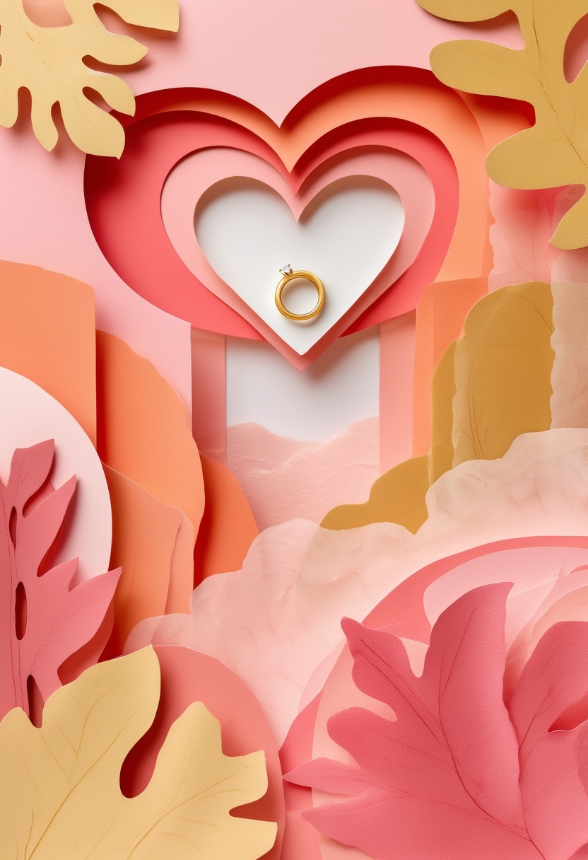Lagenherz mit goldenem Ring — Engagement