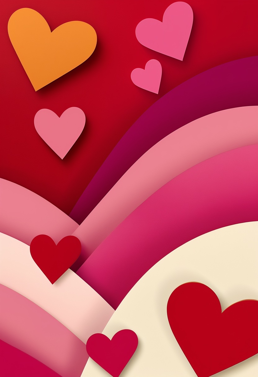Layered Paper Hearts — Valentine's Day cut-paper-style greeting card