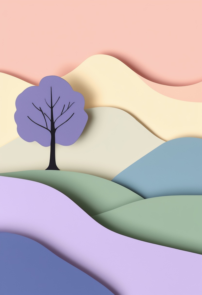 Tranquillité sur la Colline en Papier Superposé — Sympathy