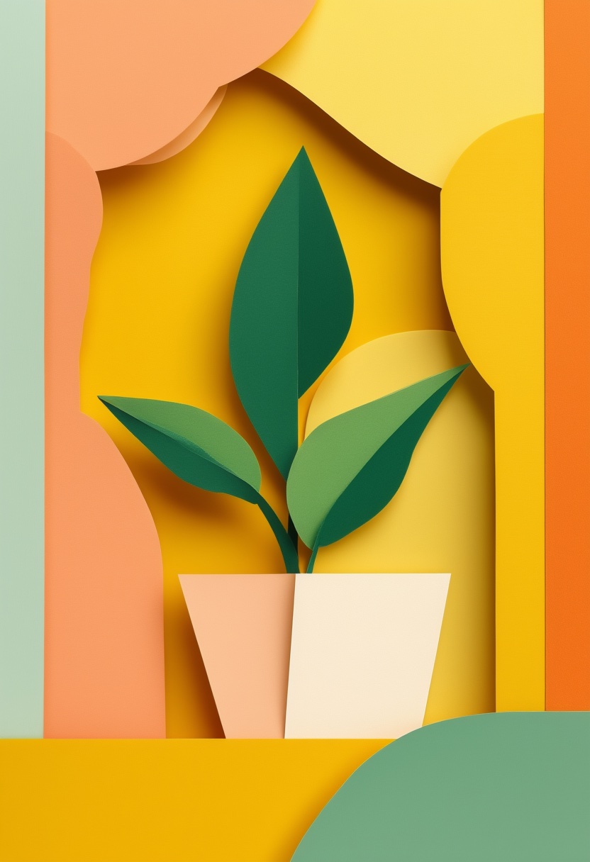 Layered Paper Plant Bloom — Care & Concern cut-paper-style greeting card