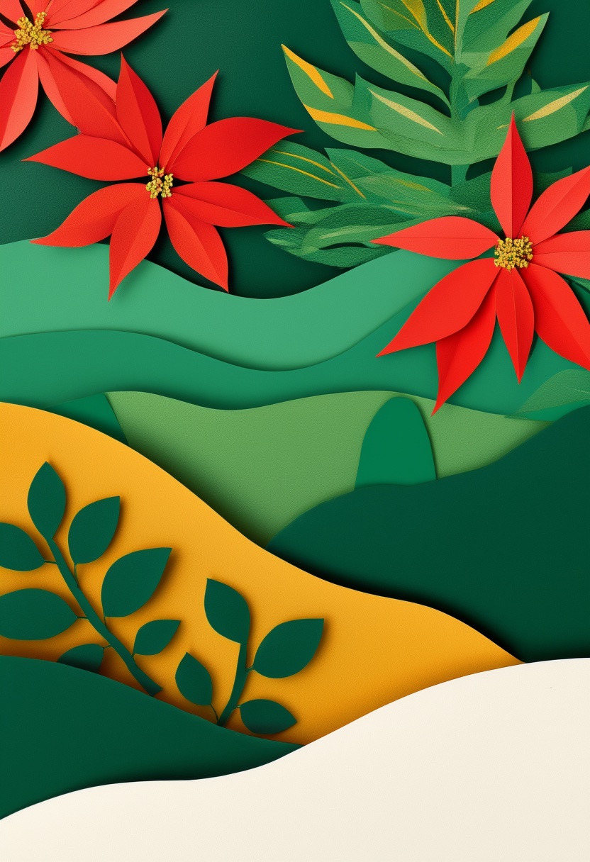 POINSETTIAS EM PAPEL SOBREPOSTO — Christmas
