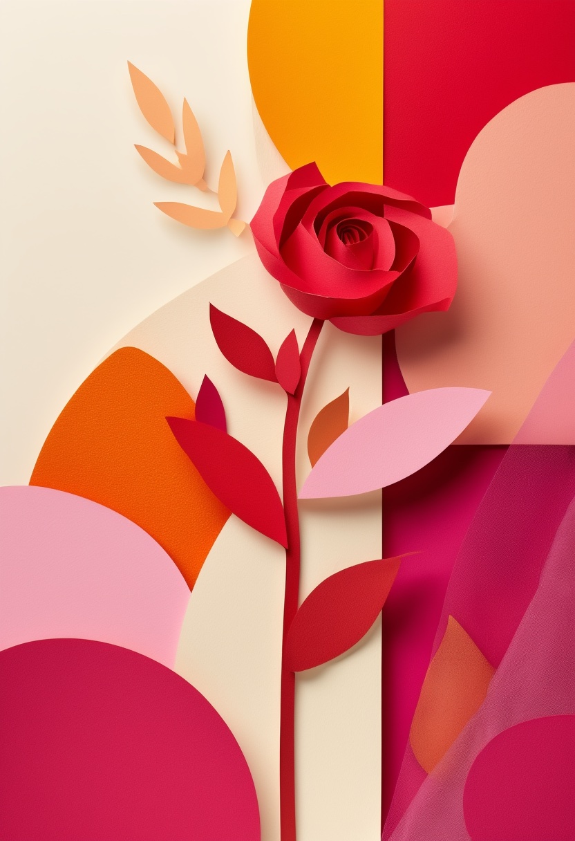 Éclosion de rose en papier superposée — Valentine's Day