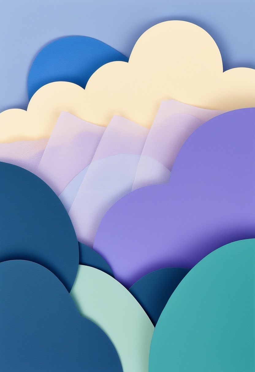 Layered Skies Dreamscape — Thinking of You cut-paper-style greeting card