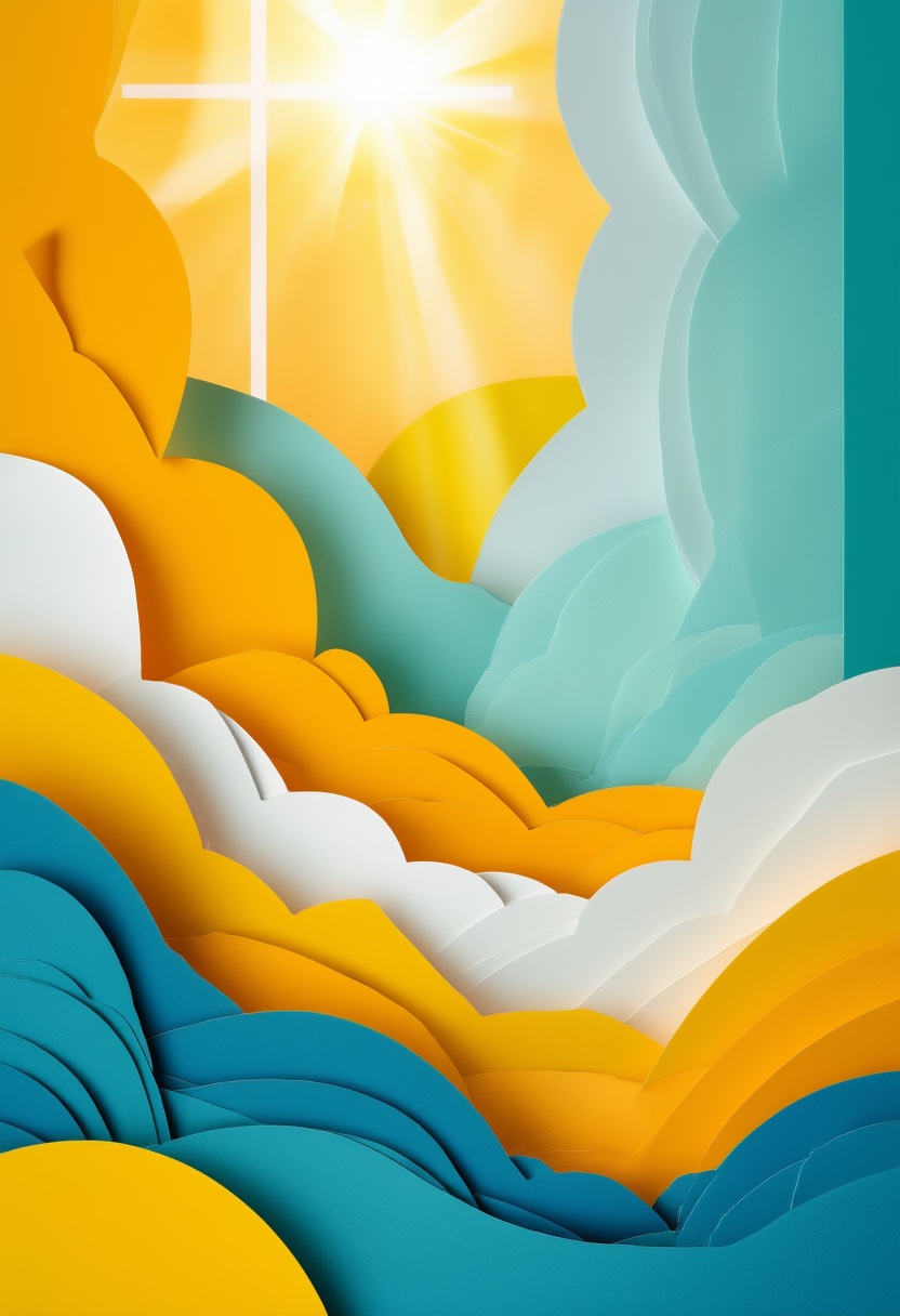 Layered Sunlit Sky — Blessings cut-paper-style greeting card
