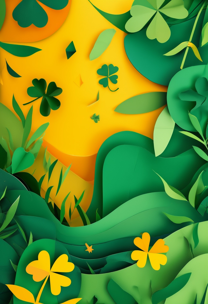 Lucky Clover Greetings — Good Luck cut-paper-style greeting card