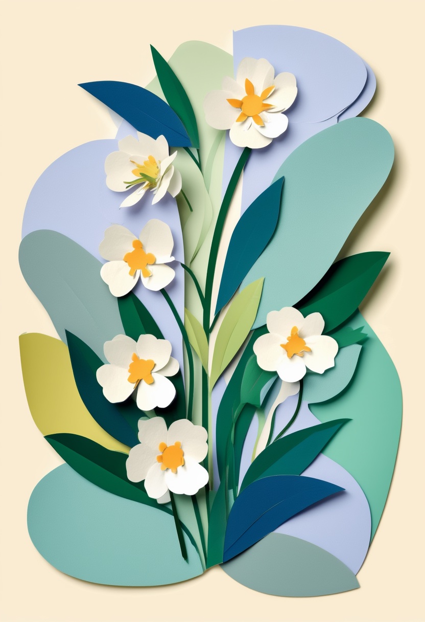 Luminous Paper Bloom Arrangement — Thinking of You cut-paper-style greeting card