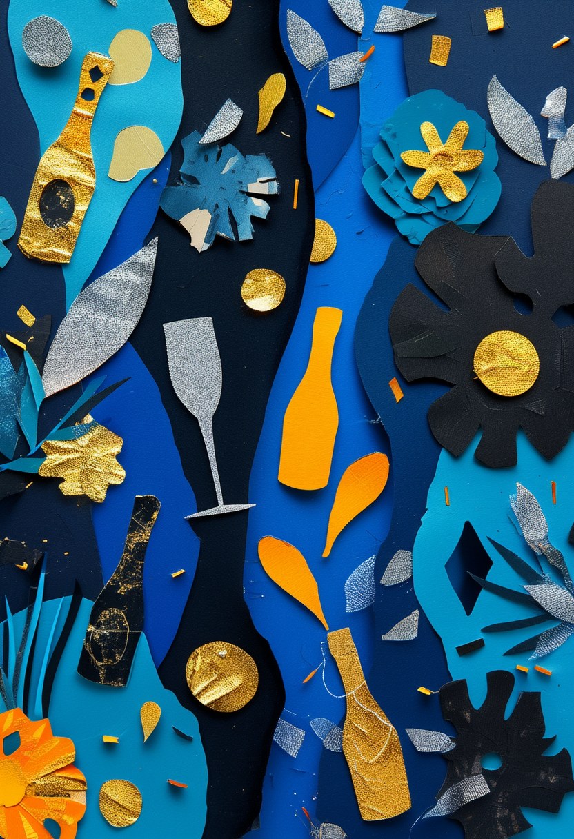Midnight Celebration Sparkle — Celebration cut-paper-style greeting card