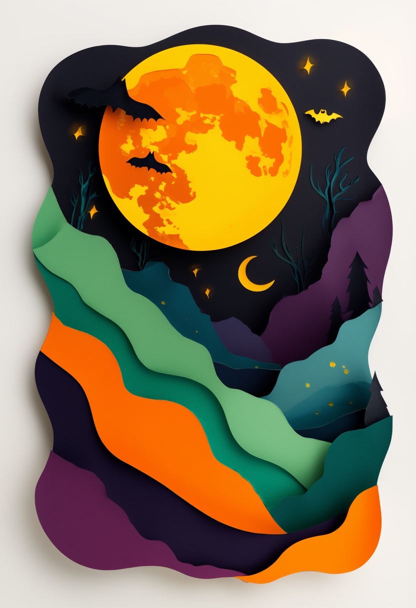 Paysage de papier au clair de lune — Halloween