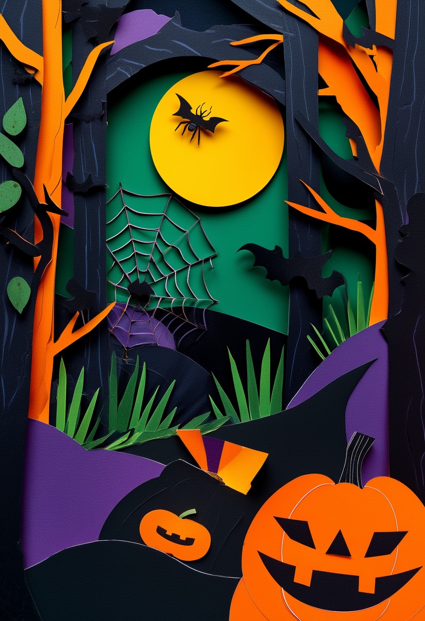 Mondbeschienenes Spinnennetz zu Halloween — Halloween