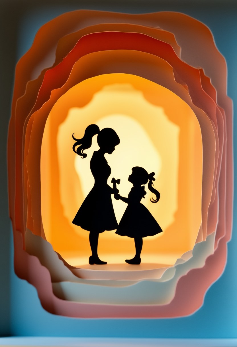 Mutter-Tochter-Silhouette — Muttertag