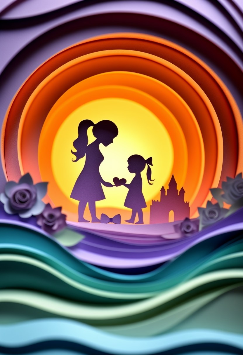 Mutter und Tochter im Sonnenuntergang — Muttertag