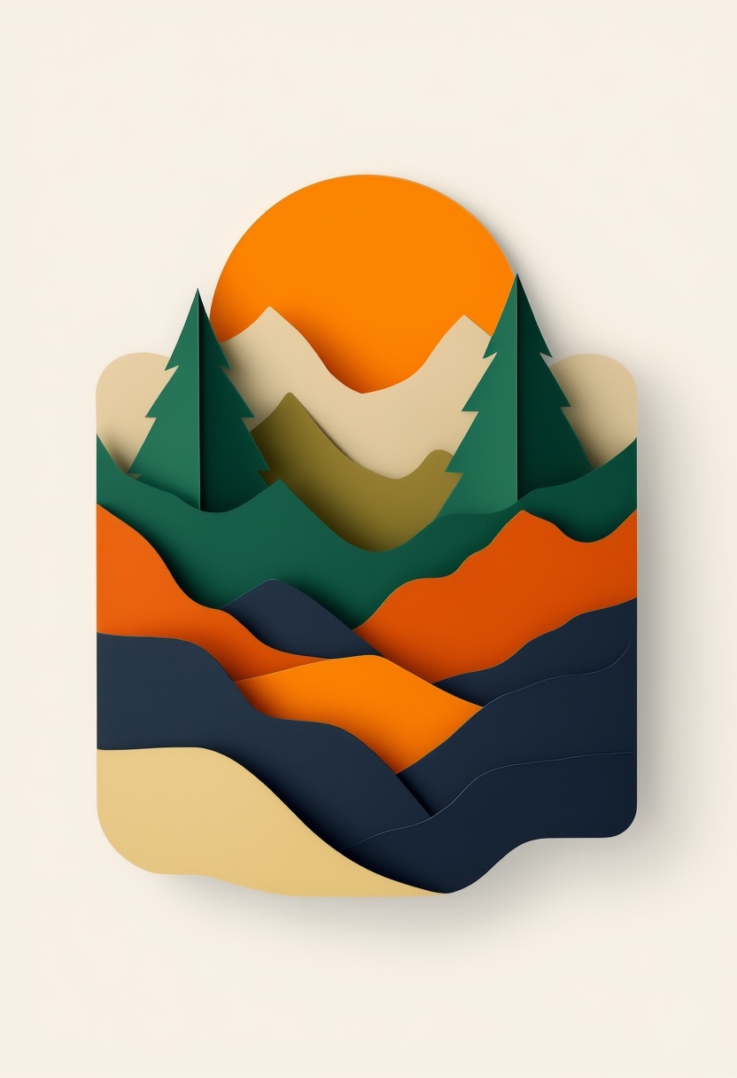 Mountain Range Sunrise Cut-Paper — Father's Day cut-paper-style greeting card