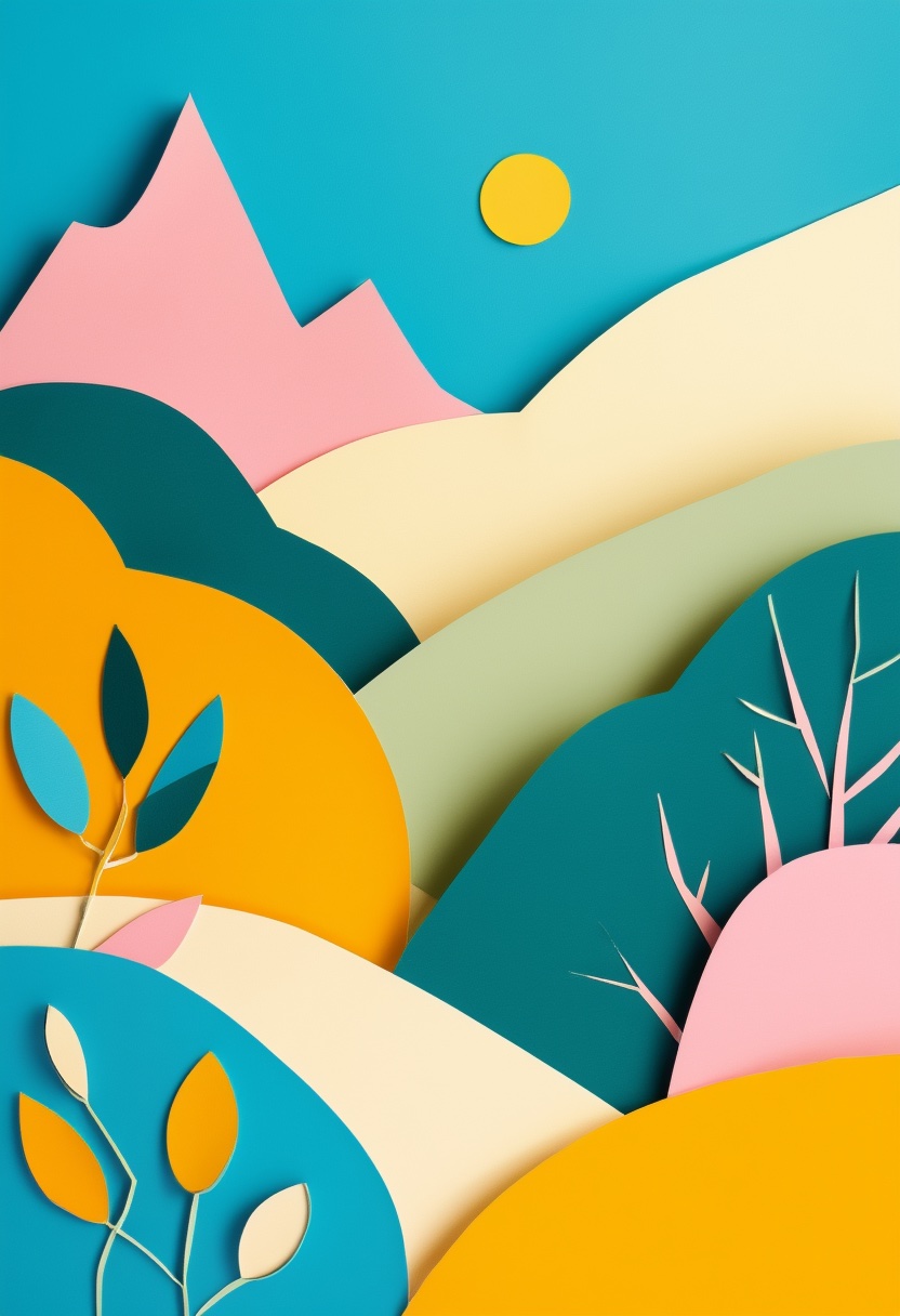 Mountain Sunrise Cut-Paper — Apology cut-paper-style greeting card