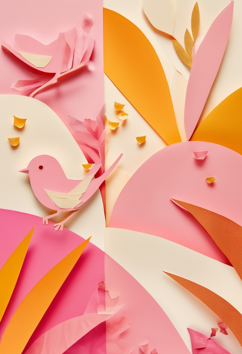 Paper Bird Garden — Marry Me cut-paper-style greeting card