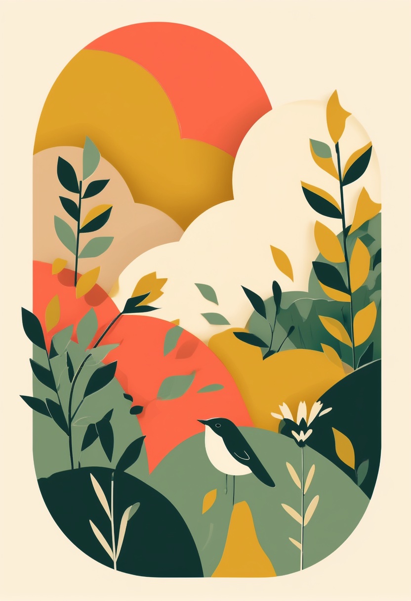 Paper Bird Offering Flower — Thank You cut-paper-style greeting card