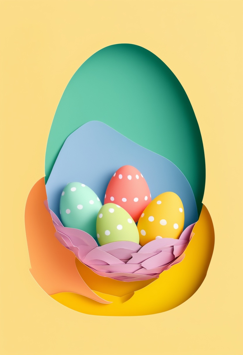 Nid d’œufs de Pâques pastels — Easter
