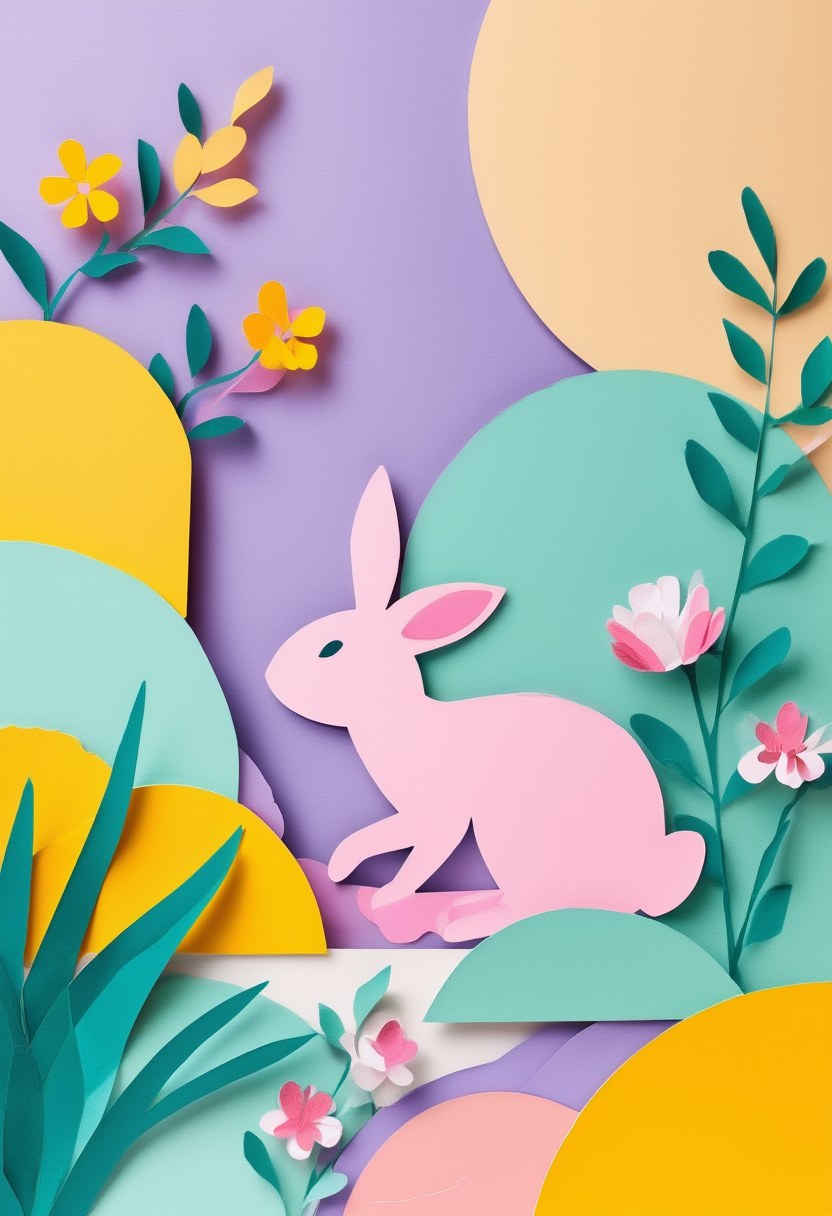 Pastel Spring Bunny Meadow — Easter