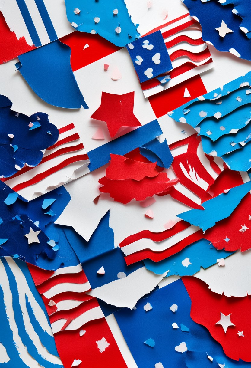 Patriotic Picnic Celebration — Independence Day cut-paper-style greeting card