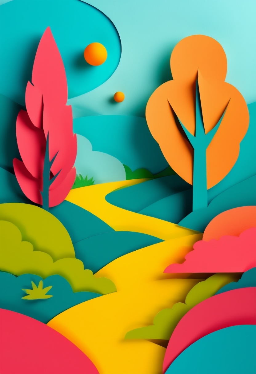 Playful Paper Path Summer — Fun cut-paper-style greeting card