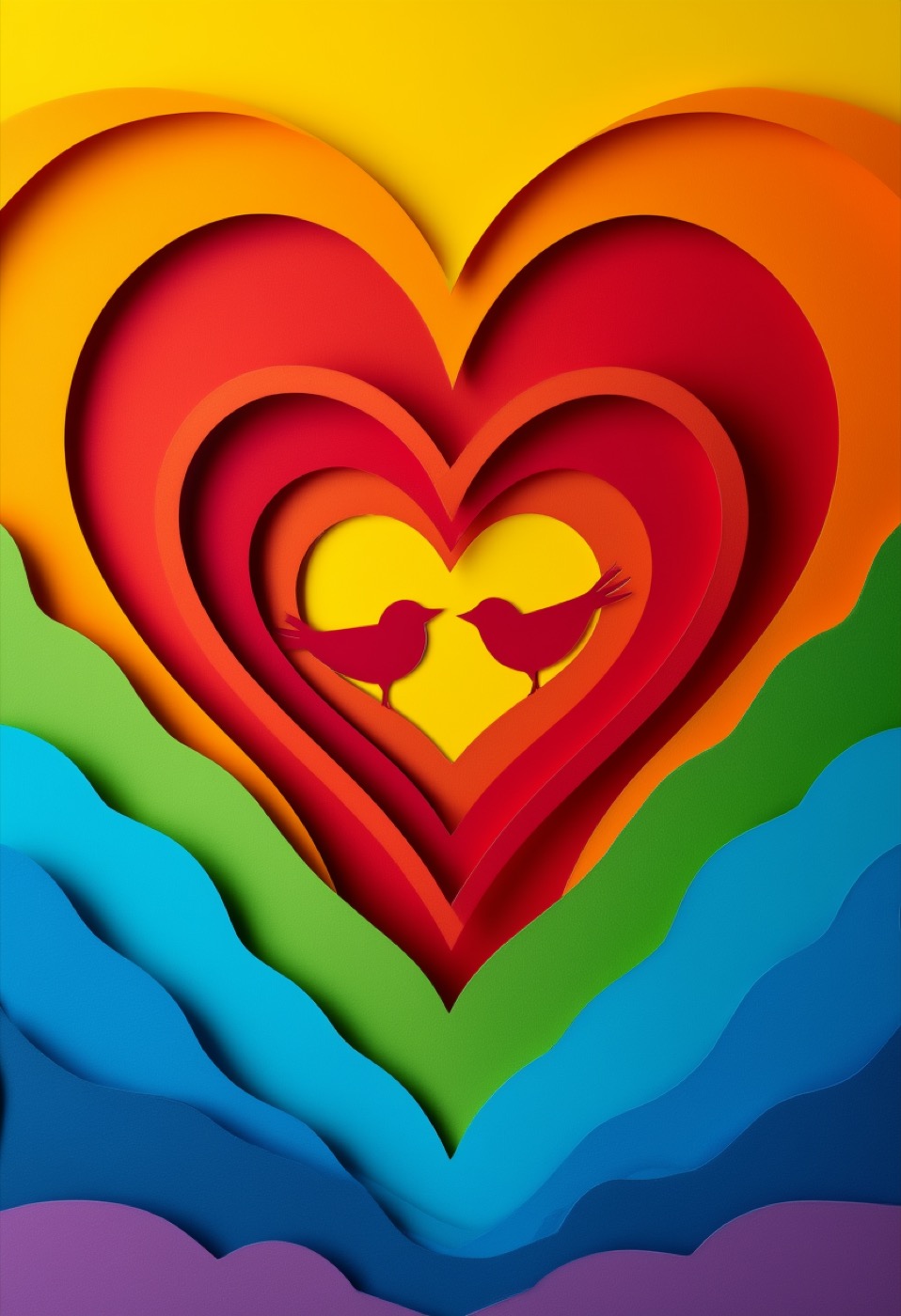 Corazón Arcoíris en Collage de Papel — Pride