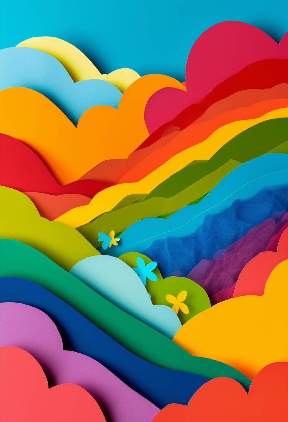 Rainbow Prism Paper Collage — Pride cut-paper-style greeting card