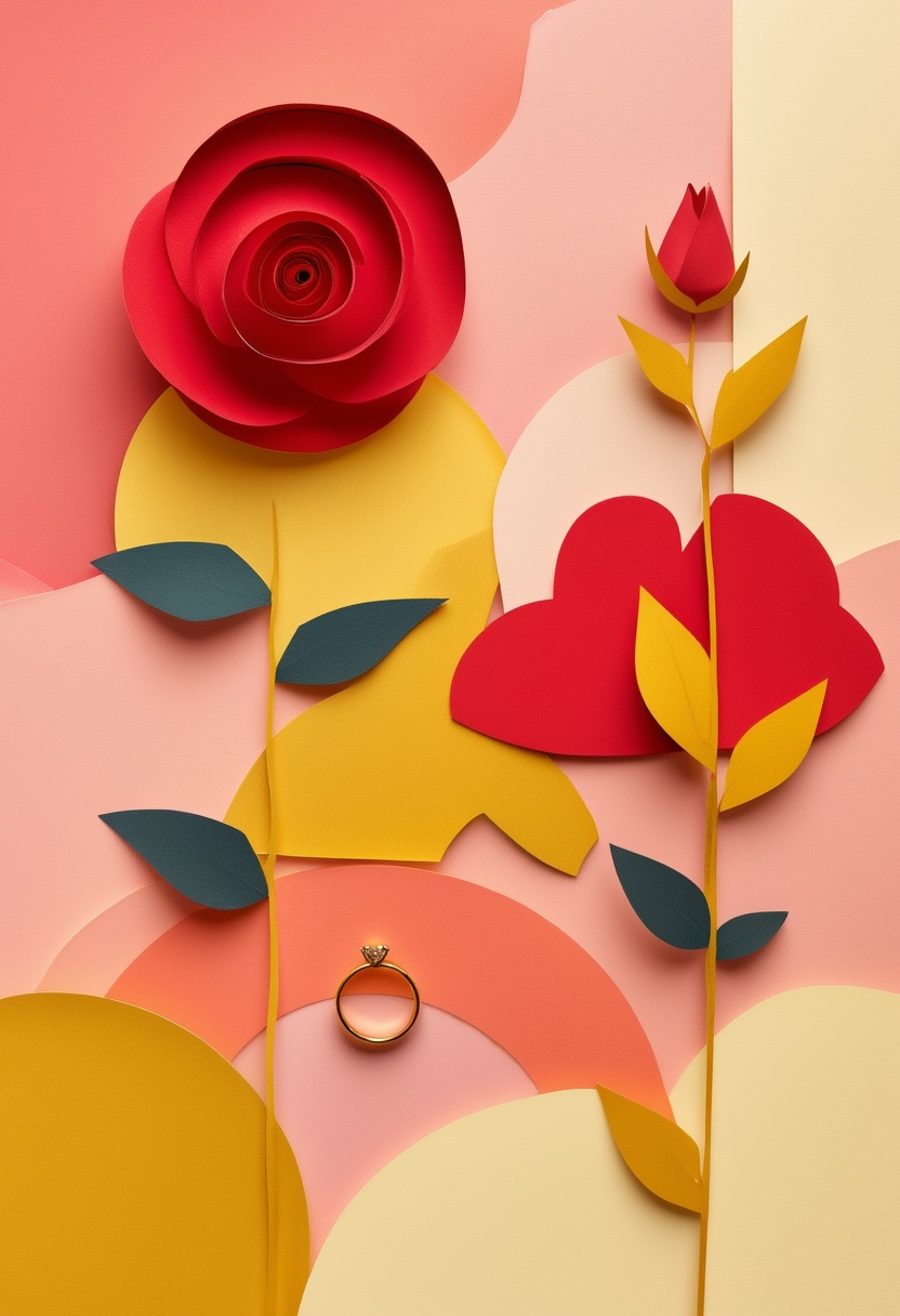 Verlobung mit roter Rosenring — Engagement