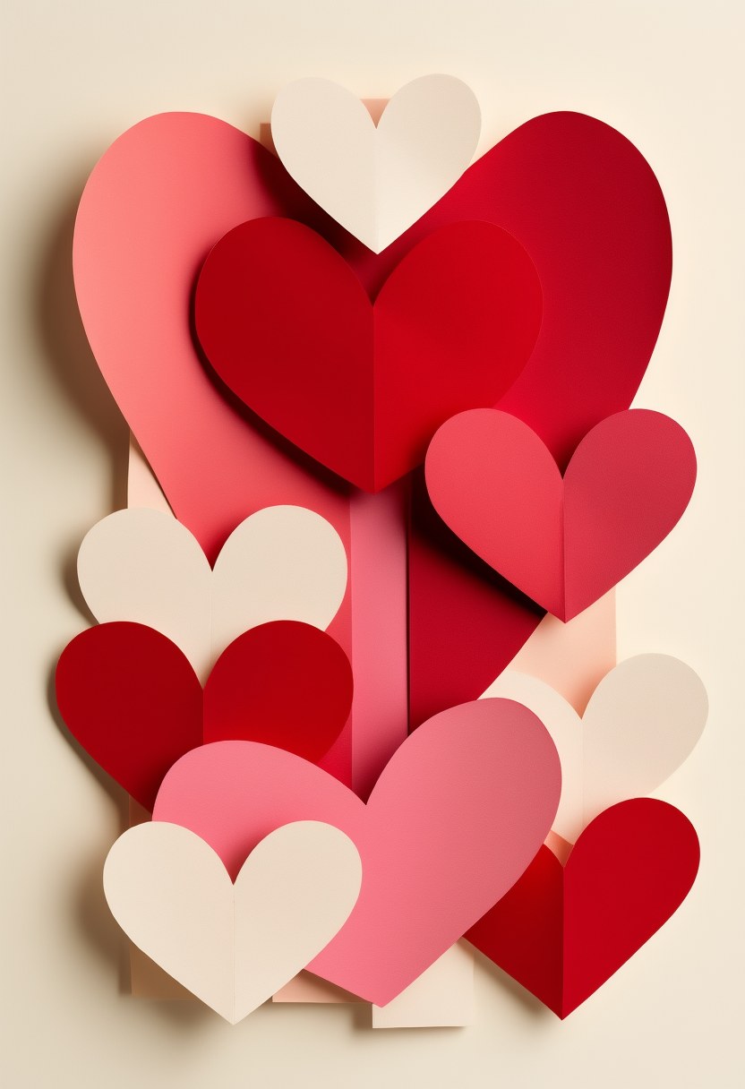 Romantic Heart Collage — Valentine's Day cut-paper-style greeting card