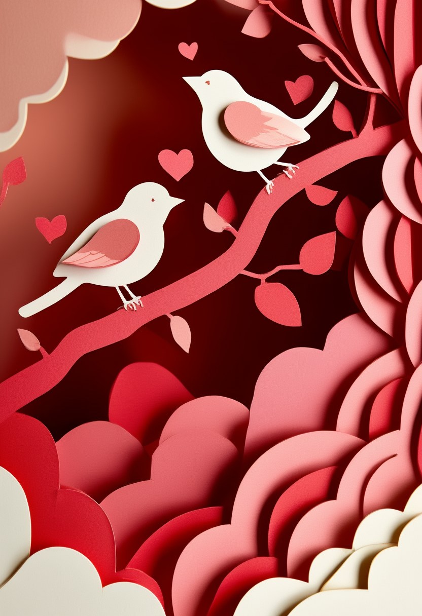 Romantic Paper Bird Duo — Valentine's Day