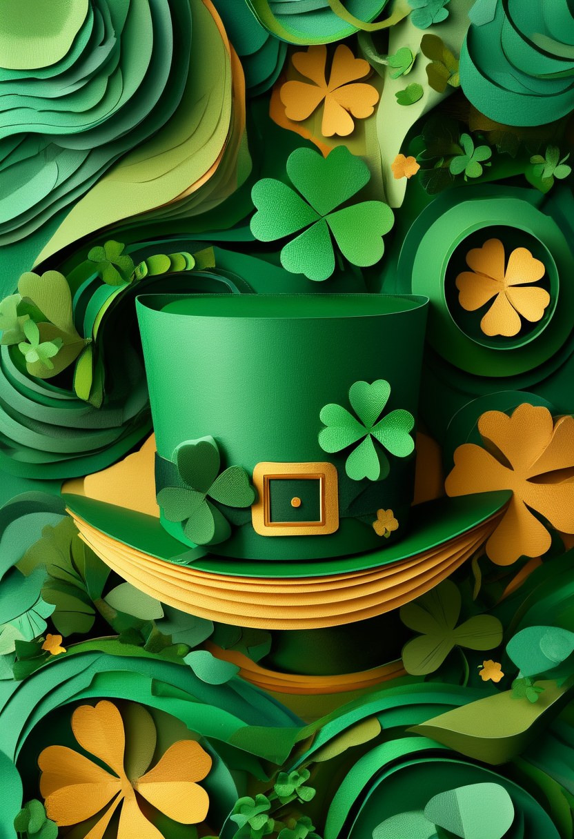 Shamrock Celebration — St. Patrick's Day cut-paper-style greeting card