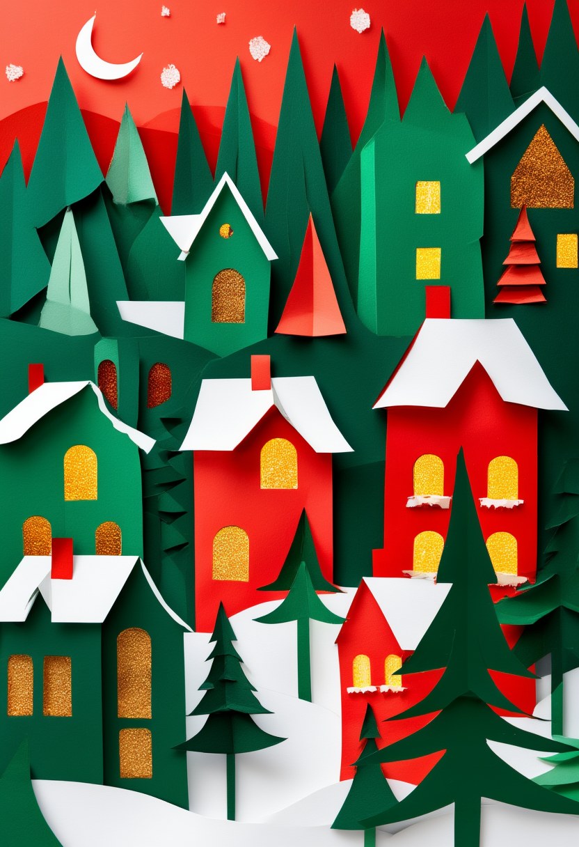 Snowy Village Winter Glow — Christmas