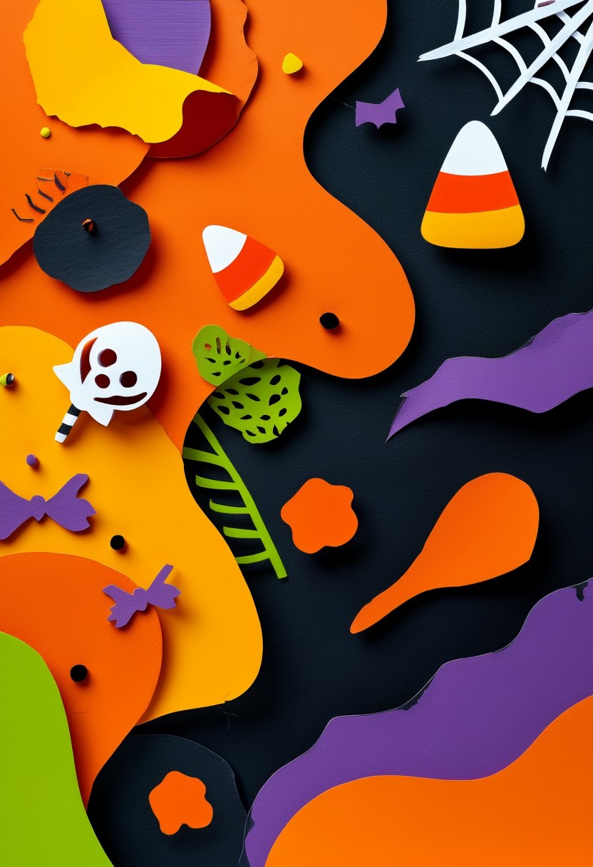 Spooky Halloween Paper Cutscape — Halloween cut-paper-style greeting card