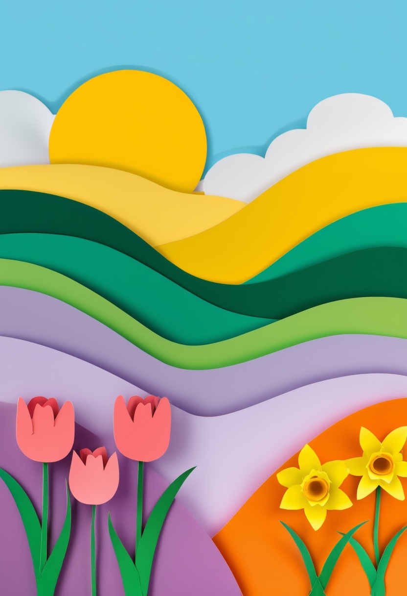 Papier découpé : Pré printanier — Spring