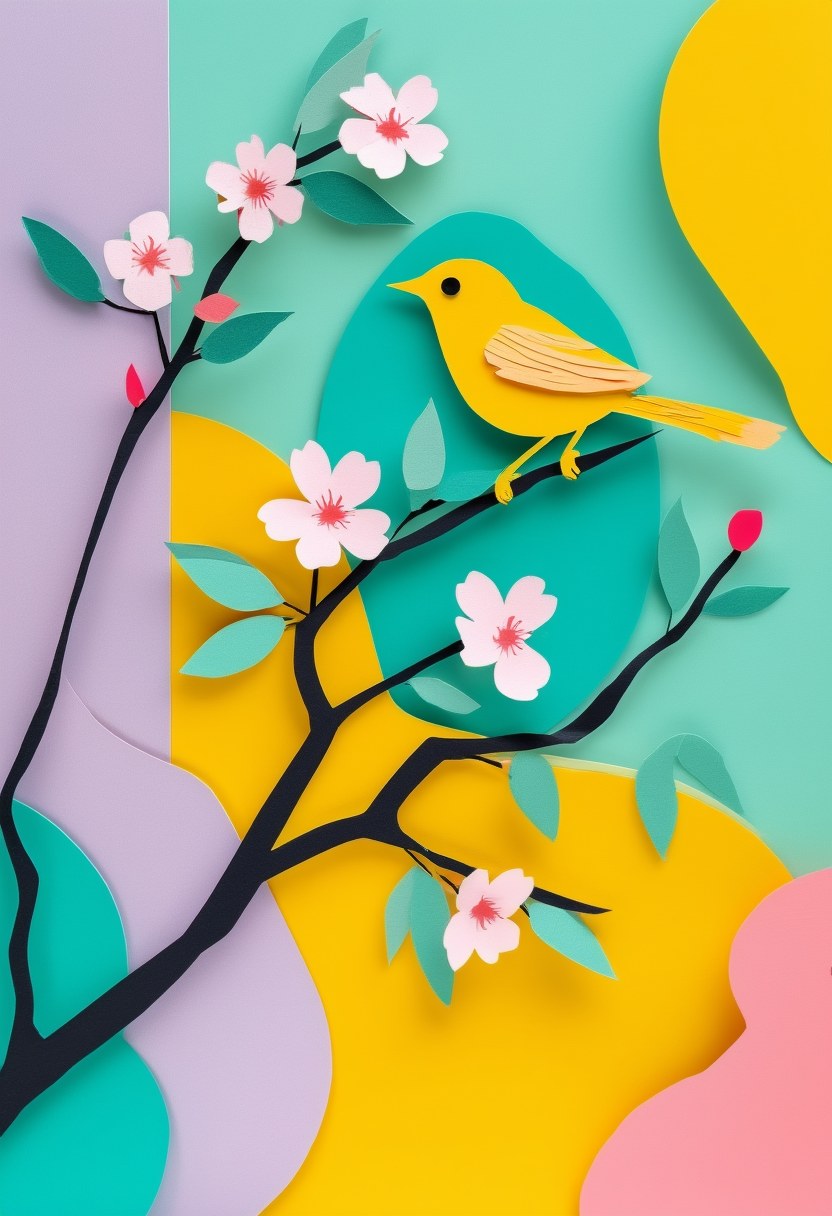 Springtime Bird and Blossoms — Easter
