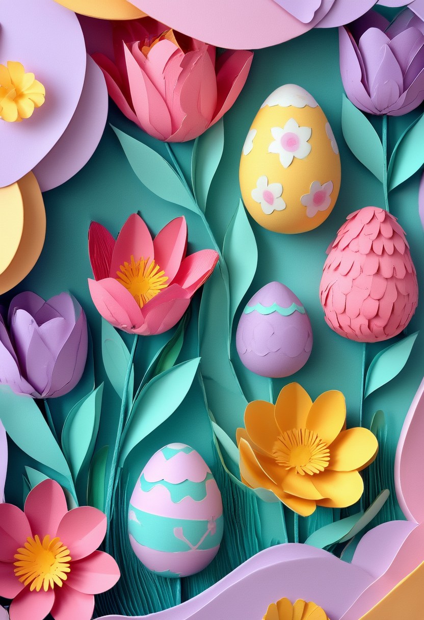 Springtime Paper Bloom — Spring cut-paper-style greeting card