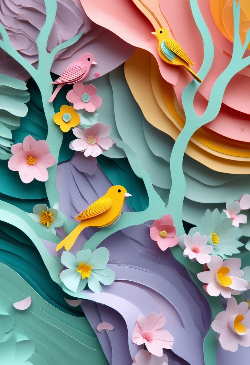 Springtime Paper Blossom Meadow — Spring