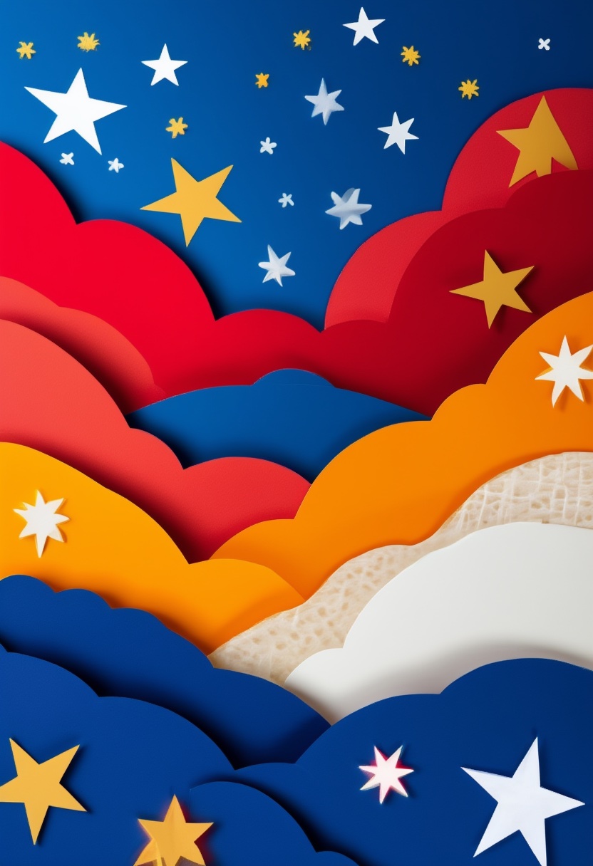 Starry Sky Paper Layers — Independence Day cut-paper-style greeting card