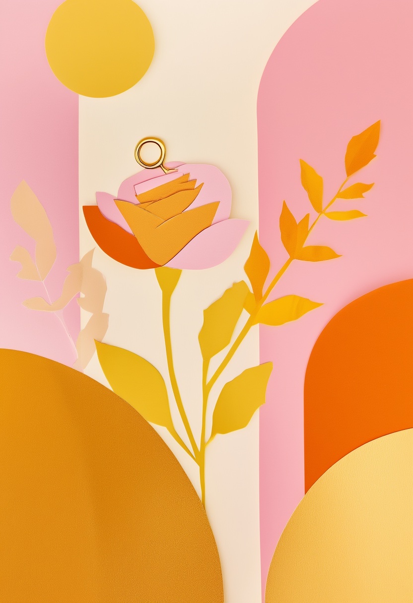 Sunlit Cut-Paper Blooms — Marry Me cut-paper-style greeting card