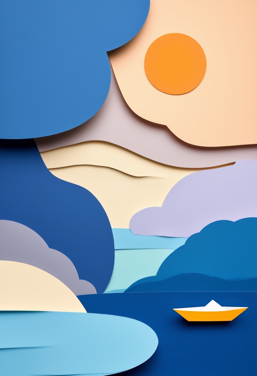 Sunlit Cut-Paper Boat — Missing You cut-paper-style greeting card
